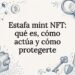Tarjeta de título ilustrada decorativa para artículo sobre estafas en acuñación de NFT