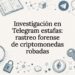 Ilustración decorativa para tarjeta de título con temática de blockchain y análisis forense