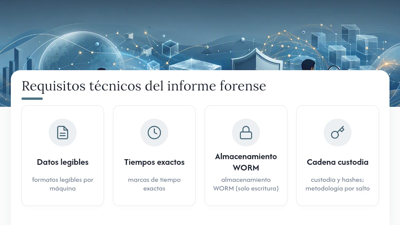 Requisitos técnicos para evidencia forense