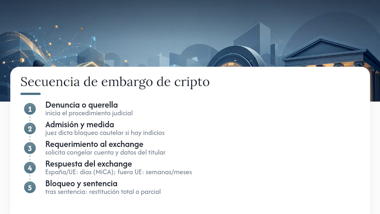 Procedimientos judiciales para embargar criptomonedas