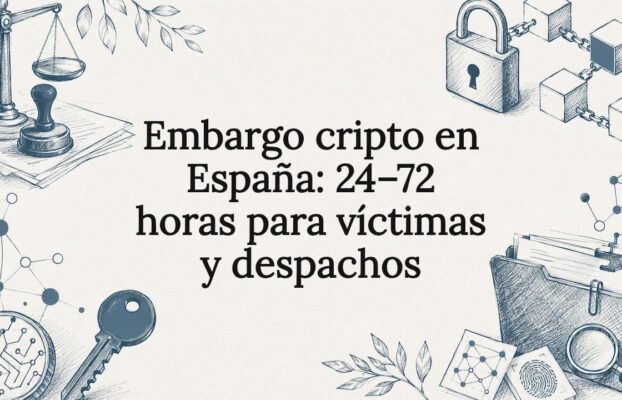 Embargo cripto en España: 24–72 horas para víctimas y despachos