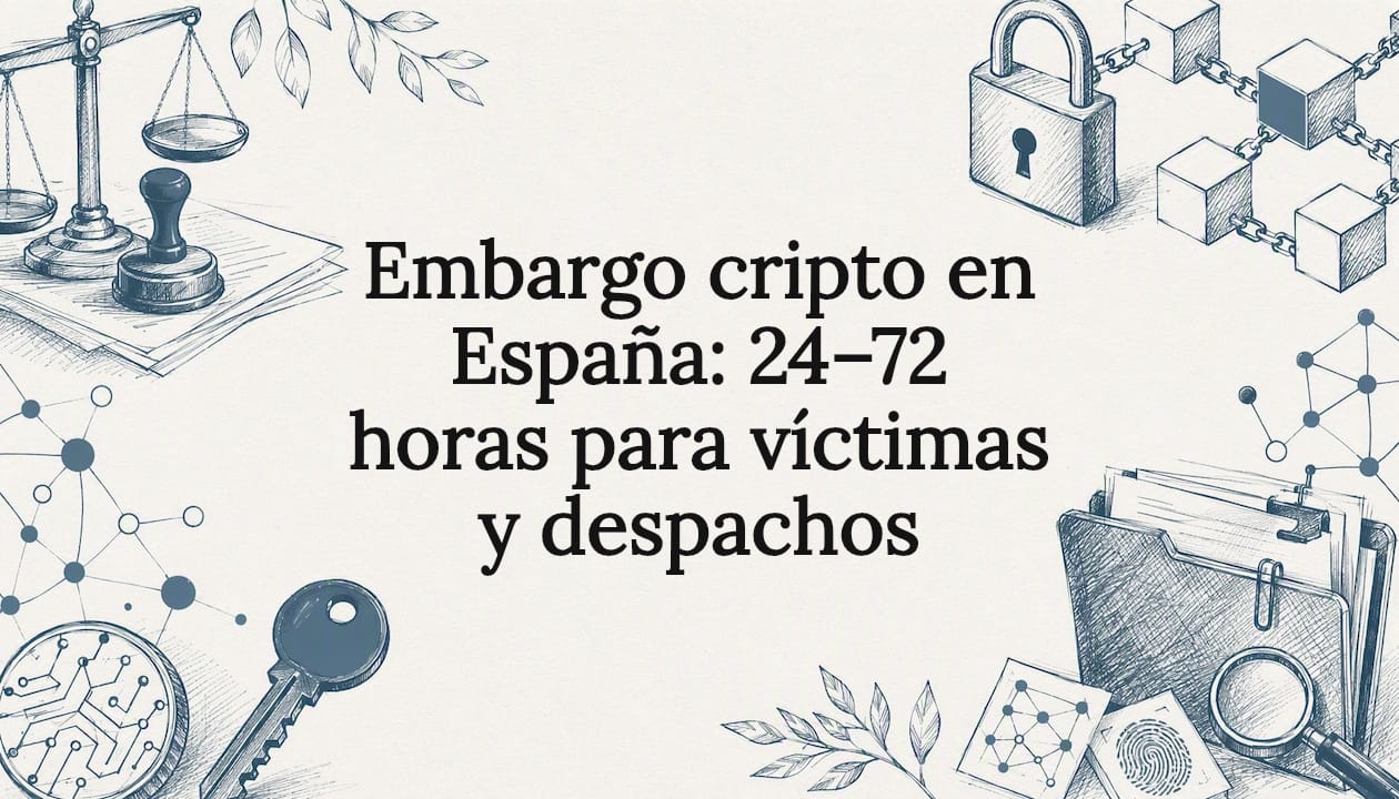 Embargo cripto en España: 24–72 horas para víctimas y despachos