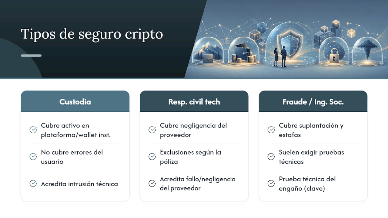 Tipos de seguros cripto y sus coberturas