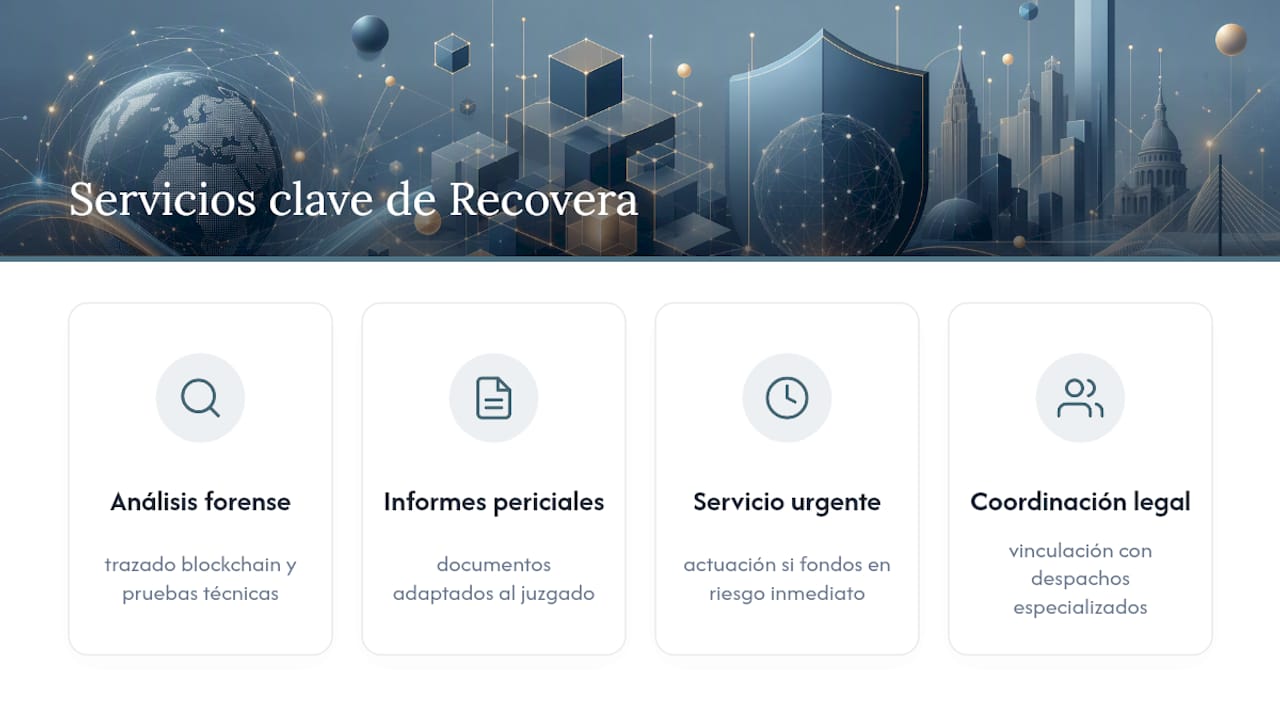 Solicita tu valoración forense con Recovera — overview diagram