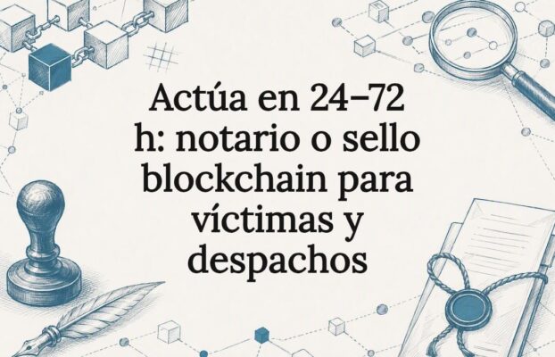 Actúa en 24–72 h: notario o sello blockchain para víctimas y despachos