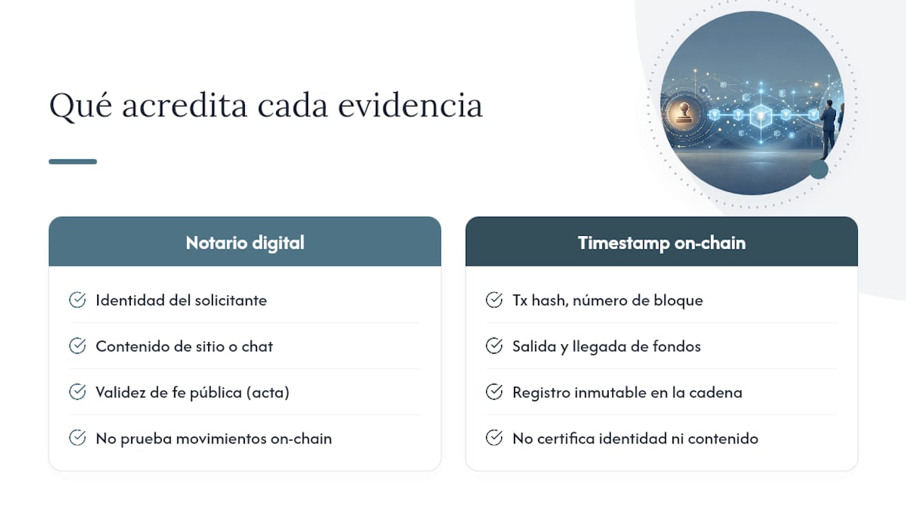 Comparativa entre evidencia notarial y blockchain
