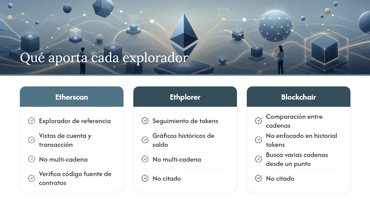 Comparativa de exploradores blockchain y sus funcionalidades