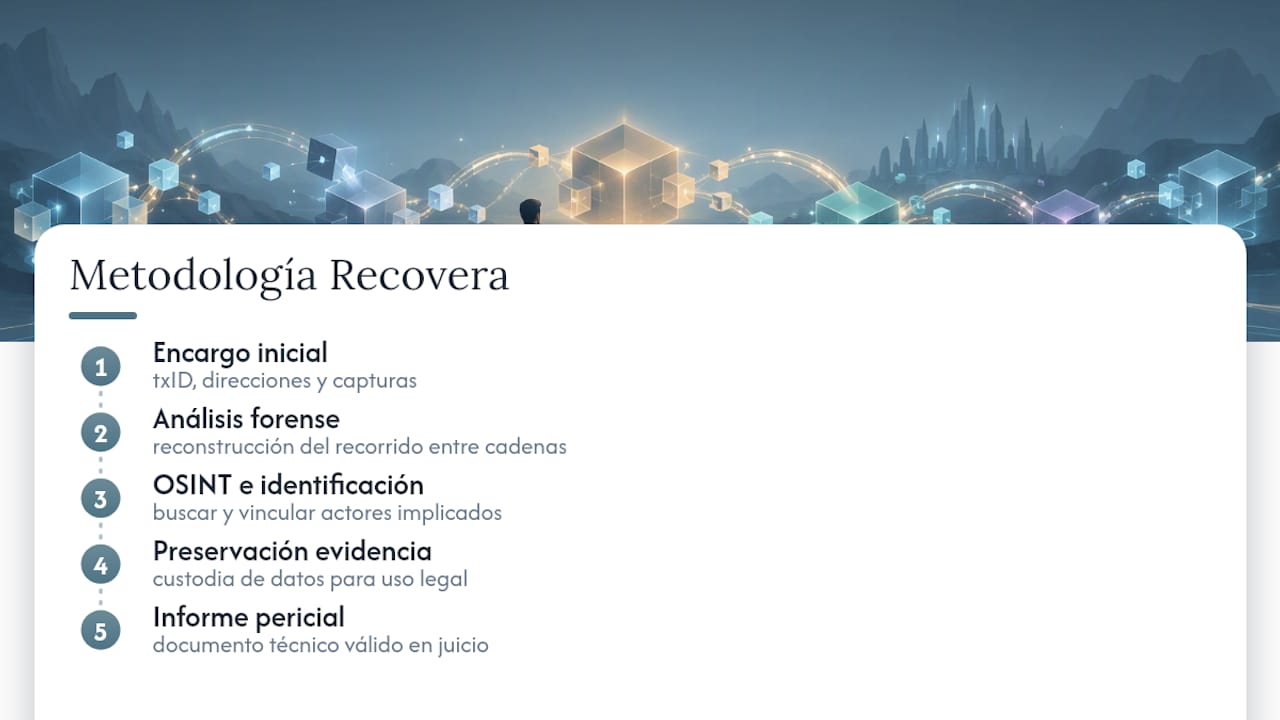 La propuesta de Recovera: metodología forense para casos de chain hopping — overview diagram