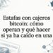 Tarjeta ilustrativa sobre fraudes en cajeros de bitcoin