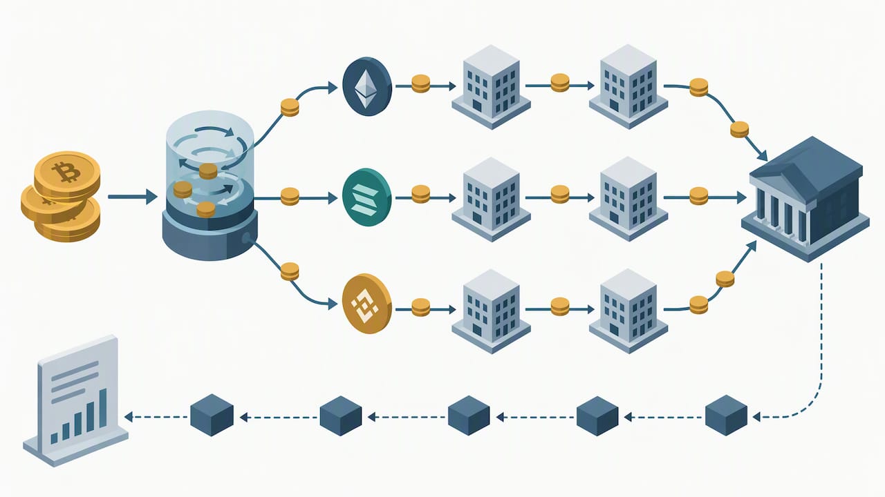 Trayectoria de fondos en criptomonedas reconstruida mediante análisis forense